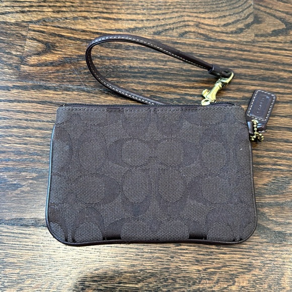 Coach Signature Wristlet Brown Canvas & Leather With Plaid Lining gold hardwear - Picture 5 of 14